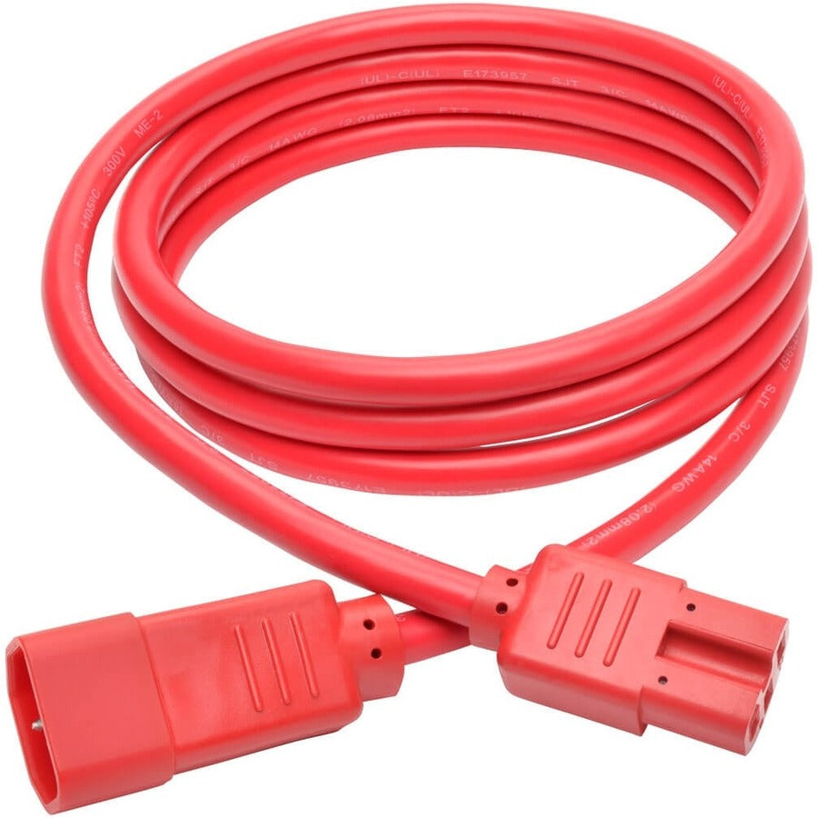 Eaton Tripp Lite Series Power Cord C14 to C15 - Heavy-Duty, 15A, 250V, 14 AWG, 6 ft. (1.83 m), Red — P018-006-ARD