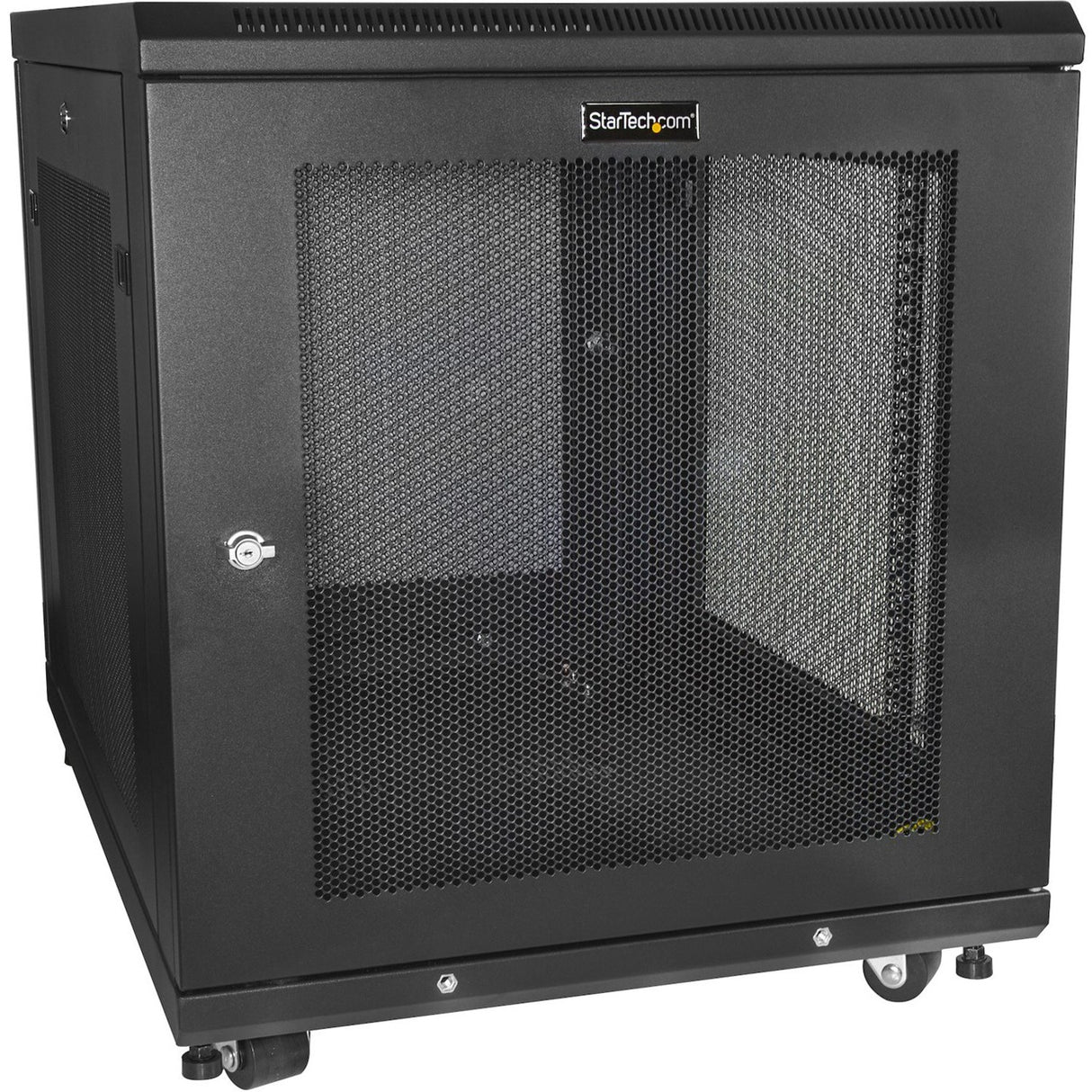 StarTech.com 12U 19" Server Rack Cabinet 4 Post Adjustable Depth 2-30" w/Casters/Cable Management/1U Shelf, Locking Doors and Side Panels — RK1233BKM