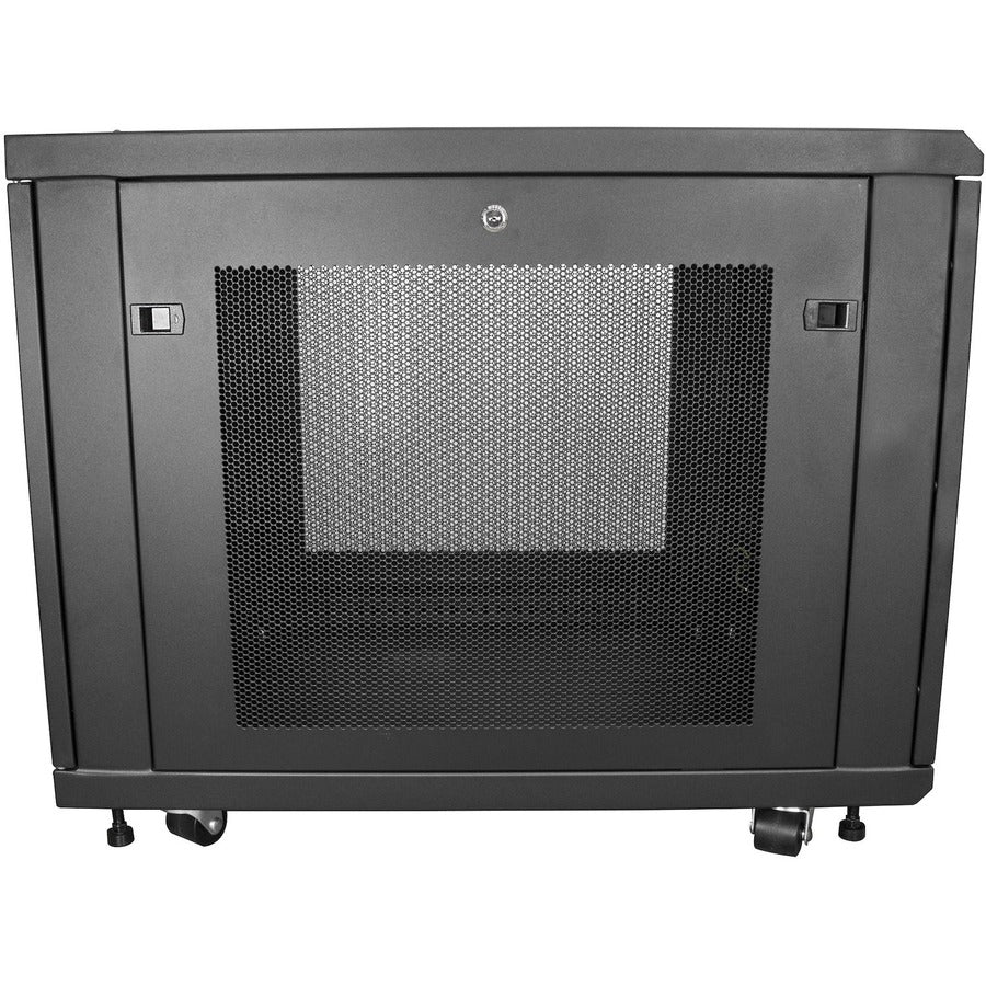 StarTech.com 12U 19" Server Rack Cabinet 4 Post Adjustable Depth 2-30" w/Casters/Cable Management/1U Shelf, Locking Doors and Side Panels — RK1233BKM