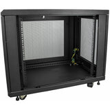 StarTech.com 12U 19" Server Rack Cabinet 4 Post Adjustable Depth 2-30" w/Casters/Cable Management/1U Shelf, Locking Doors and Side Panels — RK1233BKM