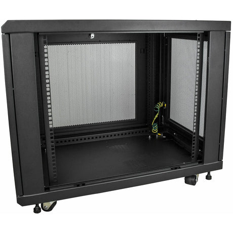 StarTech.com 12U 19" Server Rack Cabinet 4 Post Adjustable Depth 2-30" w/Casters/Cable Management/1U Shelf, Locking Doors and Side Panels — RK1233BKM