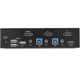 StarTech.com 2 Port DisplayPort KVM Switch - 4K 60Hz - Single Display - UHD DP 1.2 USB KVM Switch with USB 3.0 Hub & Audio - TAA Compliant — SV231DPU34K