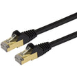 StarTech.com 7ft CAT6a Ethernet Cable - 10 Gigabit Category 6a Shielded Snagless 100W PoE Patch Cord - 10GbE Black UL Certified Wiring/TIA — C6ASPAT7BK