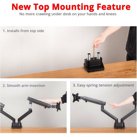 SIIG Aluminum Mechanical Spring Dual Monitor Mount - 17" to 32 - 17.6 lbs - Top Mounting — CE-MT2U12-S1