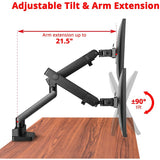 SIIG Aluminum Mechanical Spring Dual Monitor Mount - 17" to 32 - 17.6 lbs - Top Mounting — CE-MT2U12-S1