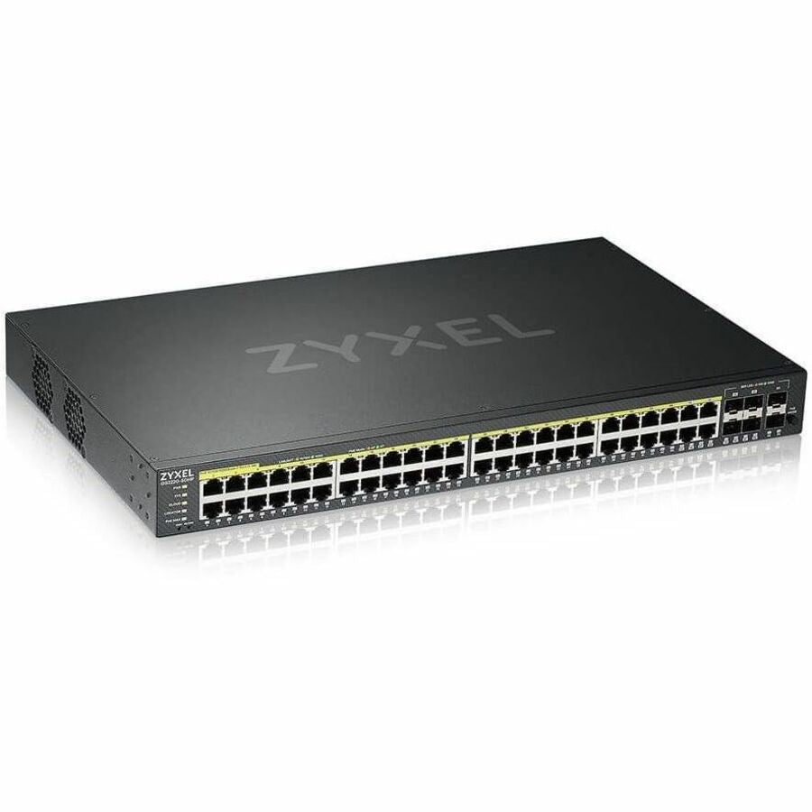 ZYXEL GS2220-50HP 48-Port Gigabit L2+ Managed and Nebula Pro Cloud Managed Switch | 48 PoE+ Ports at 375W with 4 SFP Uplinks — GS2220-50HP