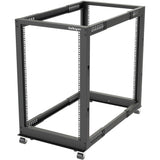 StarTech.com 4-Post 18U Mobile Open Frame Server Rack, 19" Network Rack with Casters, Rolling Rack for Computer/AV/Data/IT Equipment — 4POSTRACK18U