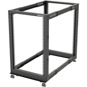 StarTech.com 4-Post 18U Mobile Open Frame Server Rack, 19" Network Rack with Casters, Rolling Rack for Computer/AV/Data/IT Equipment — 4POSTRACK18U
