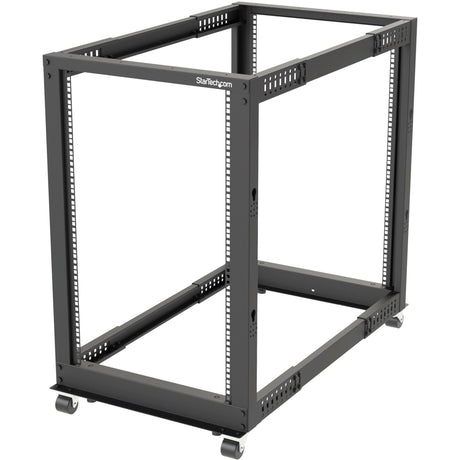 StarTech.com 4-Post 18U Mobile Open Frame Server Rack, 19" Network Rack with Casters, Rolling Rack for Computer/AV/Data/IT Equipment — 4POSTRACK18U