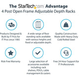 StarTech.com 4-Post 18U Mobile Open Frame Server Rack, 19" Network Rack with Casters, Rolling Rack for Computer/AV/Data/IT Equipment — 4POSTRACK18U