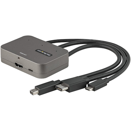 StarTech.com 3-in-1 Multiport to HDMI Adapter, 4K 60Hz USB-C, HDMI or Mini DP to HDMI Video Converter, Conference Room Digital AV Adapter — CDPHDMDP2HD