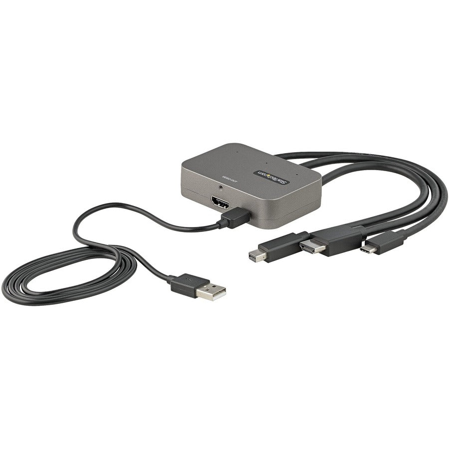StarTech.com 3-in-1 Multiport to HDMI Adapter, 4K 60Hz USB-C, HDMI or Mini DP to HDMI Video Converter, Conference Room Digital AV Adapter — CDPHDMDP2HD
