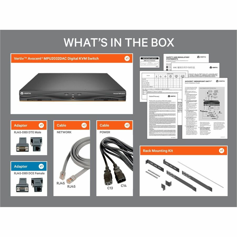 Vertiv Avocent MPU KVM Switch | 32 port | 2 Digital Path | Dual AC Power TAA — MPU2032DAC-400