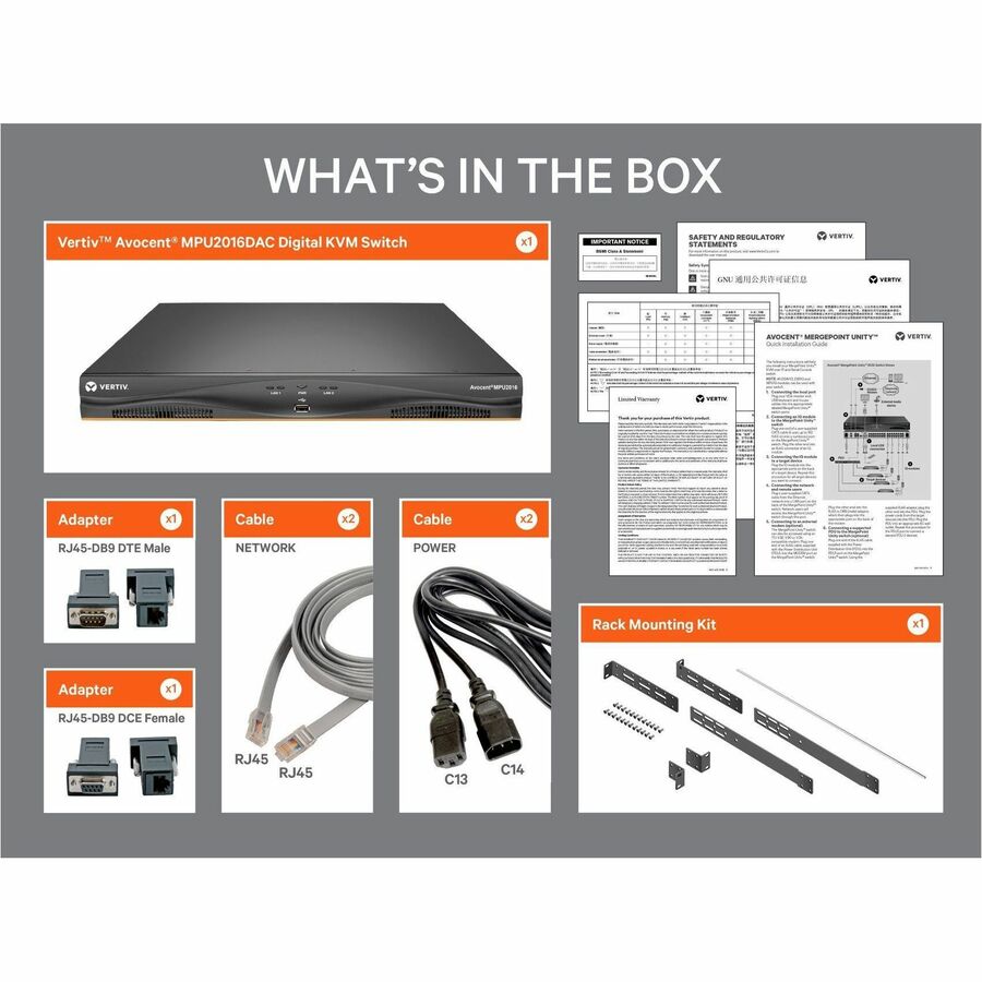 Vertiv Avocent MPU KVM Switch | 16 port | 2 Digital Path | Dual AC Power TAA — MPU2016DAC-400