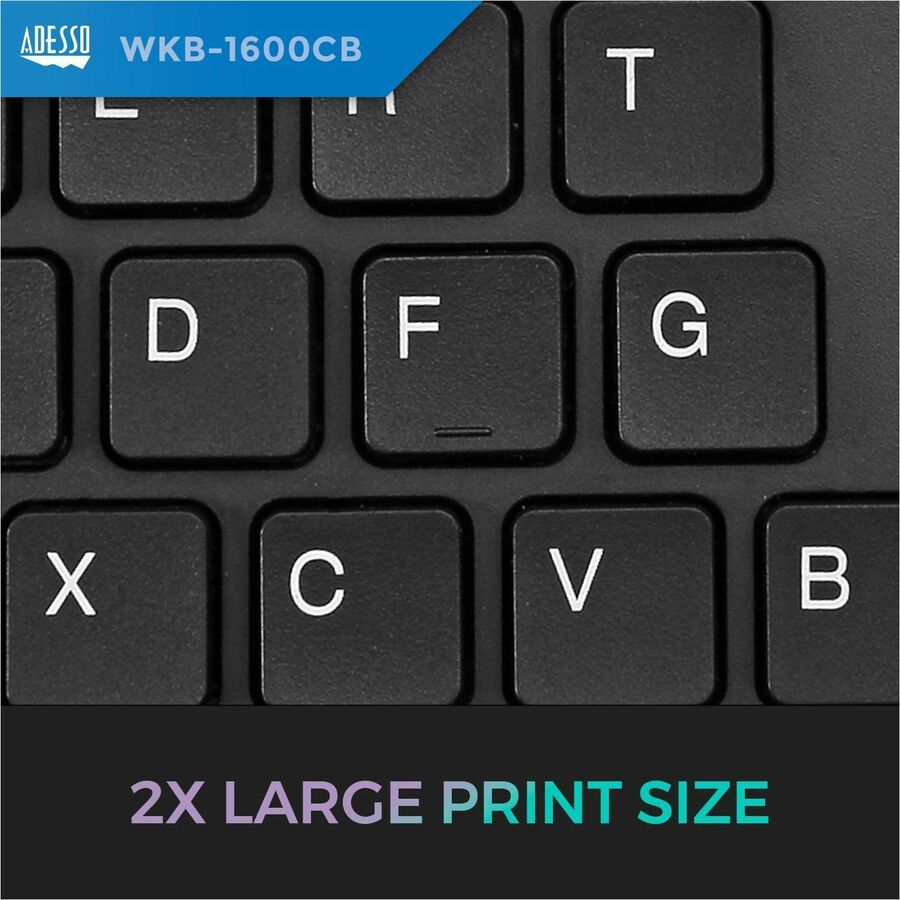 Adesso TruForm 1600 Wireless Ergonomic Keyboard and Optical Mouse — WKB-1600CB