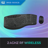 Adesso TruForm 1600 Wireless Ergonomic Keyboard and Optical Mouse — WKB-1600CB