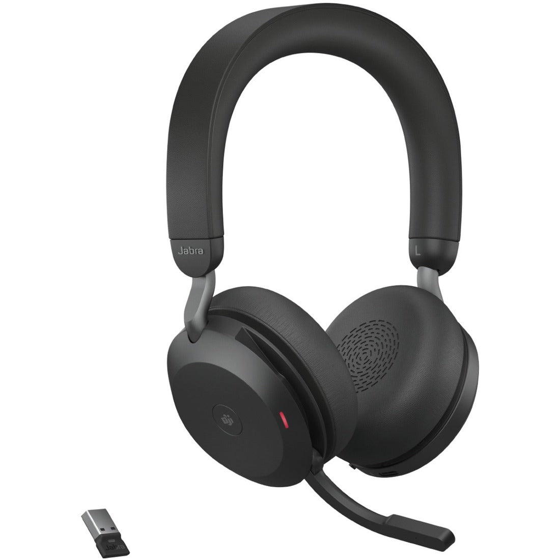 Jabra Evolve2 75 Wireless On-ear Stereo Headset - USB-A - For MS Teams - With Charging Stand - Black - Binaural - Ear-cup - 3000 cm - Bluetooth - 20 Hz to 20 kHz - MEMS Technology Microphone - Noise Cancelling — 27599-999-989