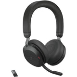 Jabra Evolve2 75 Wireless On-ear Stereo Headset - USB-A - For MS Teams - With Charging Stand - Black - Binaural - Ear-cup - 3000 cm - Bluetooth - 20 Hz to 20 kHz - MEMS Technology Microphone - Noise Cancelling — 27599-999-989
