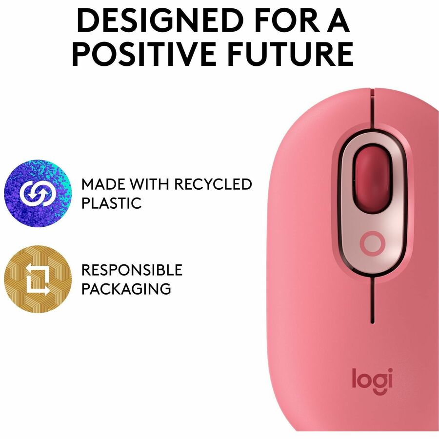 Logitech POP Mouse, Wireless Mouse with Customizable Emojis, SilentTouch Technology, Precision/Speed Scroll, Rose — 910-006545
