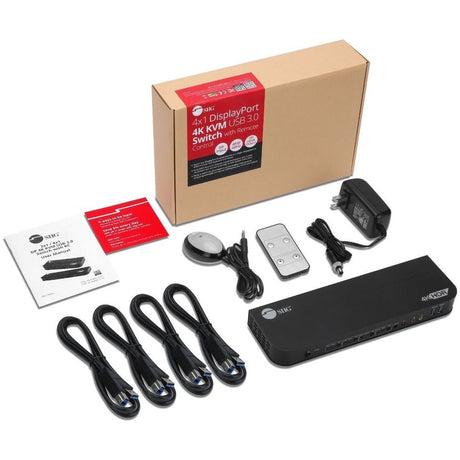 SIIG 4x1 DisplayPort 4K KVM USB 3.0 Switch with Remote Control — CE-KV0D11-S1