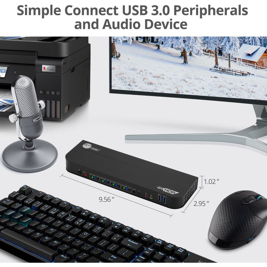 SIIG 4x1 DisplayPort 4K KVM USB 3.0 Switch with Remote Control — CE-KV0D11-S1