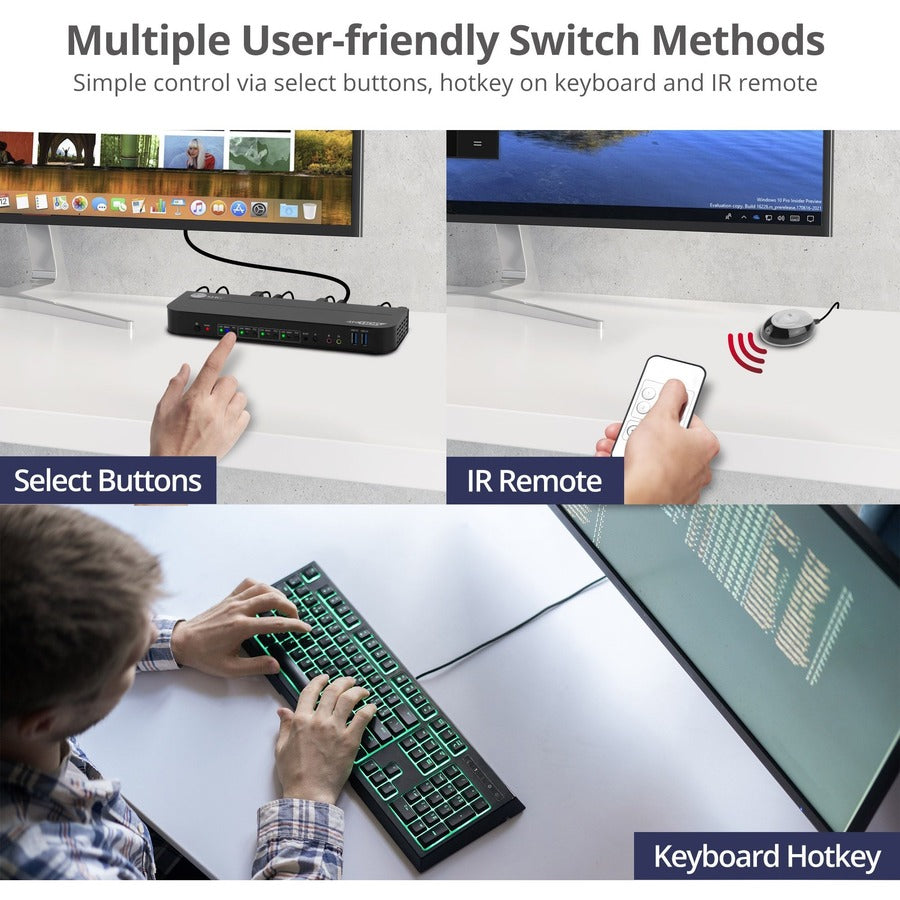 SIIG 4x1 DisplayPort 4K KVM USB 3.0 Switch with Remote Control — CE-KV0D11-S1