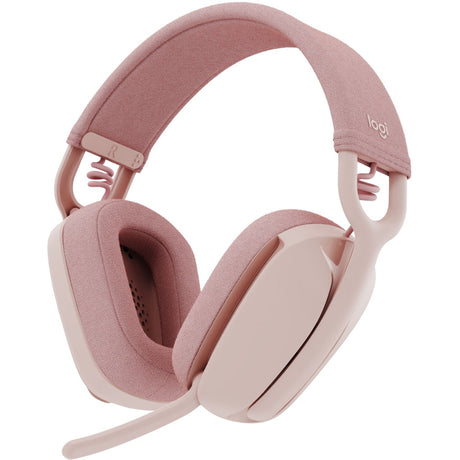 Logitech Zone Vibe 100 Wireless Over Ear Headphones, Noise Canceling Microphone, Advanced Multipoint Bluetooth Headset, Rose — 981-001258