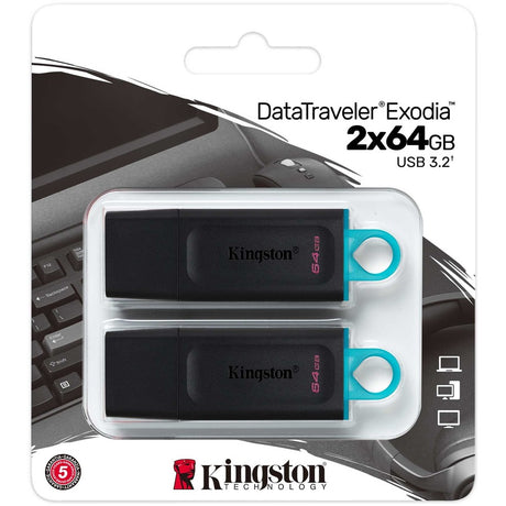 Kingston DataTraveler Exodia 64GB USB 3.2 (Gen 1) Flash Drive — DTX/64GB-2P