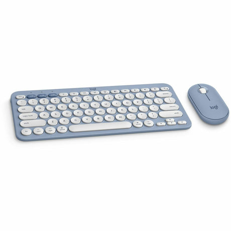 Logitech Pebble 2 Combo for Mac, Wireless Keyboard and Mouse, Slim, Quiet and Portable, Bluetooth, Tonal Blue — 920-012202