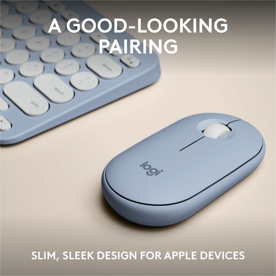 Logitech Pebble 2 Combo for Mac, Wireless Keyboard and Mouse, Slim, Quiet and Portable, Bluetooth, Tonal Blue — 920-012202