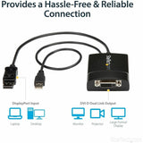 StarTech.com DisplayPort to DVI Dual Link Active Adapter, DisplayPort to DVI-D Adapter/Video Converter 2560x1600 60Hz, DP to DVI Adapter — DP2DVID2
