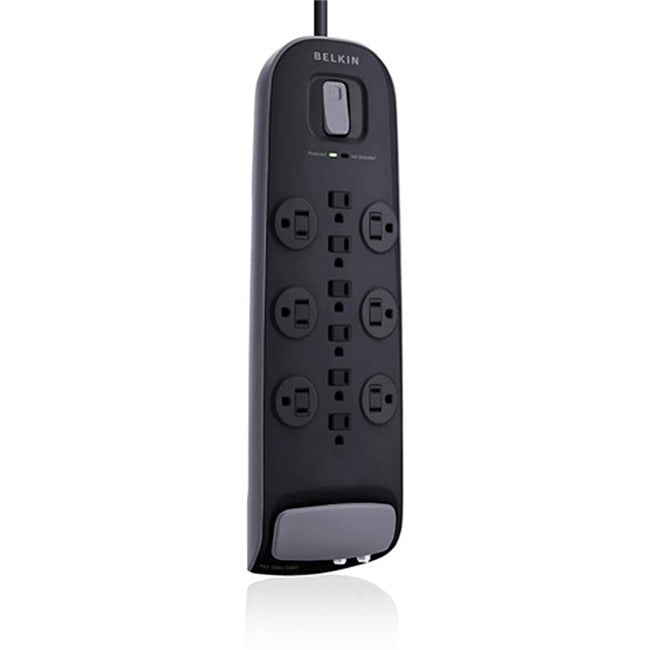 Belkin 12 Outlet Surge Protector with 8ft Power Cord - 3996 J - RJ-11 2X output lines, 1X input line — BV112230-08-BLK