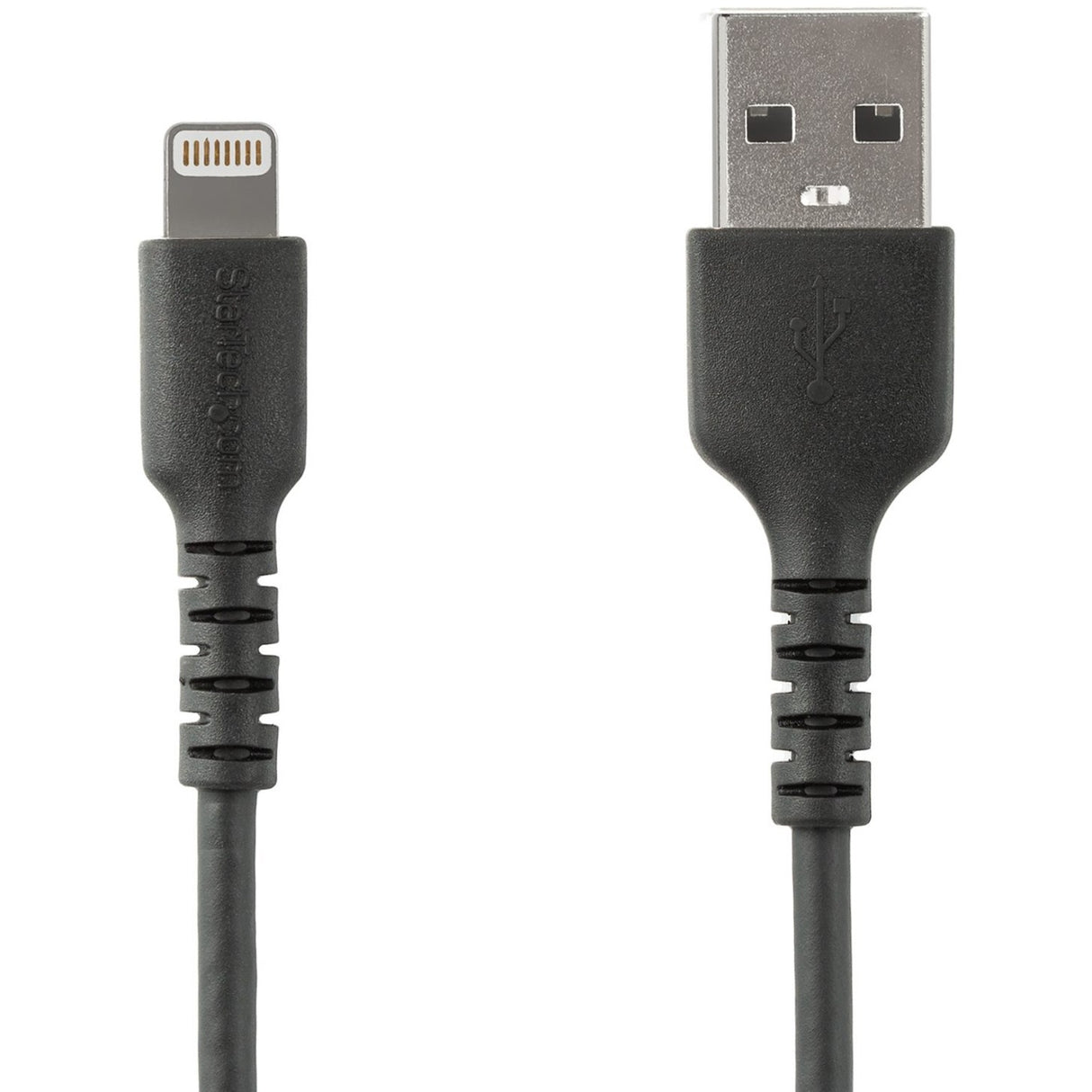 StarTech.com 3 foot/1m Durable Black USB-A to Lightning Cable, Rugged Heavy Duty Charging/Sync Cable for Apple iPhone/iPad MFi Certified — RUSBLTMM1MB