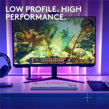 Logitech G515 LIGHTSPEED TKL Low Profile Wireless Gaming Keyboard, LIGHTSYNC RGB, Thin Tenkeyless Design, PBT Keycaps, Linear (Red) Mechanical Switches, White — 920-012537