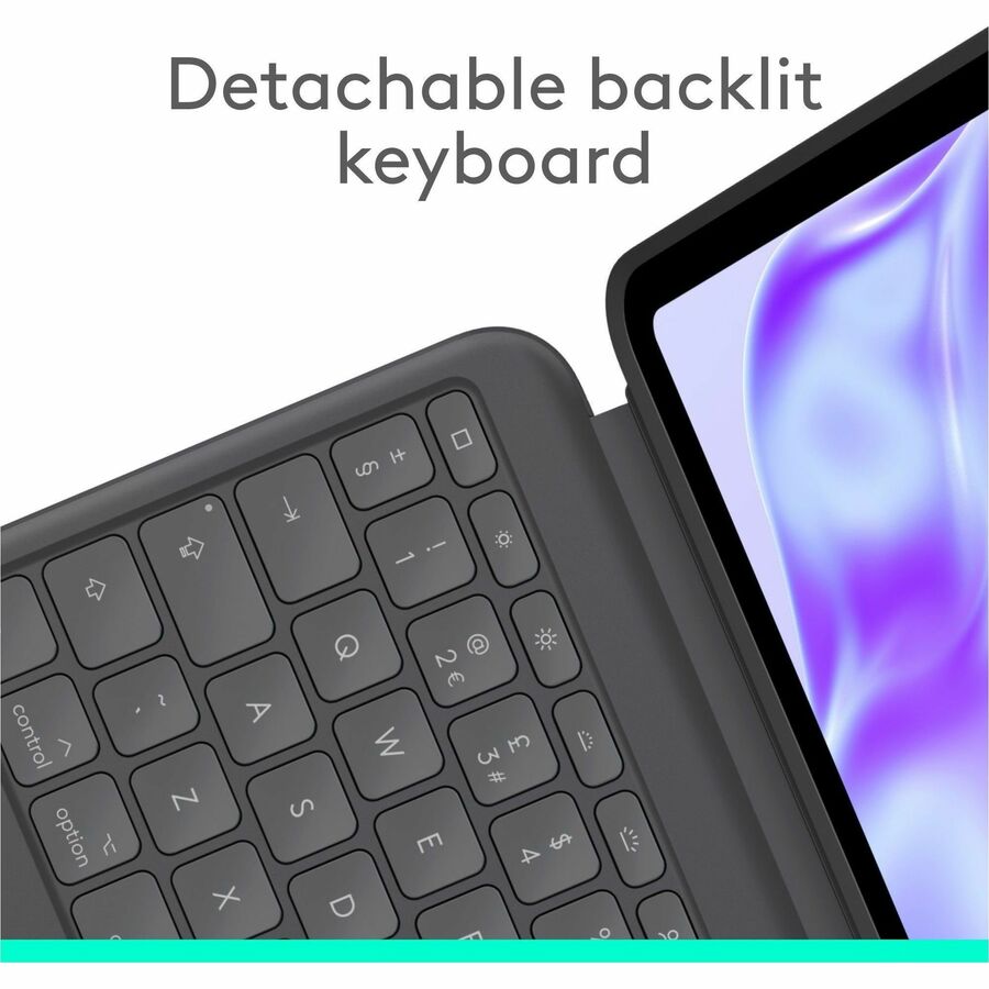 Logitech Combo Touch iPad Pro 13-inch (M4)(2024) Keyboard Case - Detachable backlit keyboard with kickstand, comfortable typing, multi-use mode - Graphite — 920-012658
