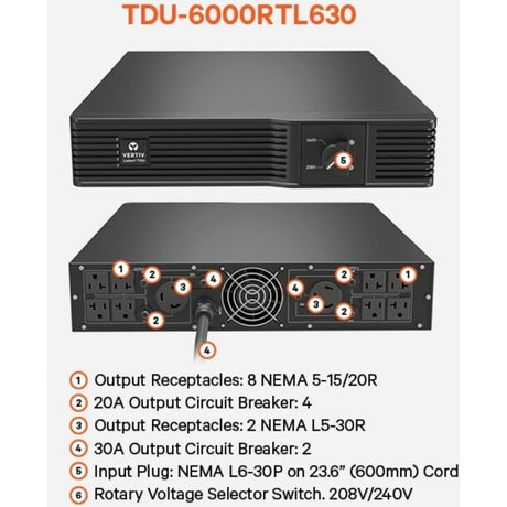 Vertiv Liebert TDU - 5050VA/5050W 120VAC|Step Down Transformer/Voltage Converter — TDU-6000RTL630