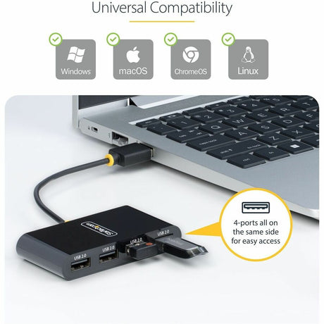 StarTech.com 4-Port USB 2.0 Hub, USB Bus Powered, Small Travel Mini USB Hub, Multi-Port USB 2.0 Splitter, Portable USB Hub, 480Mbps — ST4200MINI2-USB-HUB