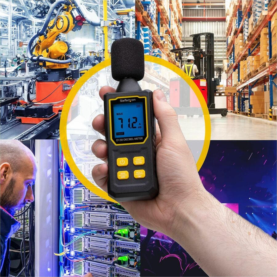StarTech.com Handheld Digital Sound Meter w/Large LCD, Noise/Decibel Level Reader for Server Rooms/Offices, Audio Monitor, 30-130dBA Range — D130-DECIBEL-METER