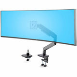 StarTech.com Monitor Desk Mount for up to 49in 32:9 Ultrawide Curved Screen, Mechanical Spring Arm, C-Clamp/Grommet, Max Weight 44lb/20kg — H1M1AG1-MONITOR-ARM
