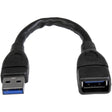 StarTech.com 6in Black USB 3.0 (5Gbps) Extension Adapter Cable A to A - M/F — USB3EXT6INBK