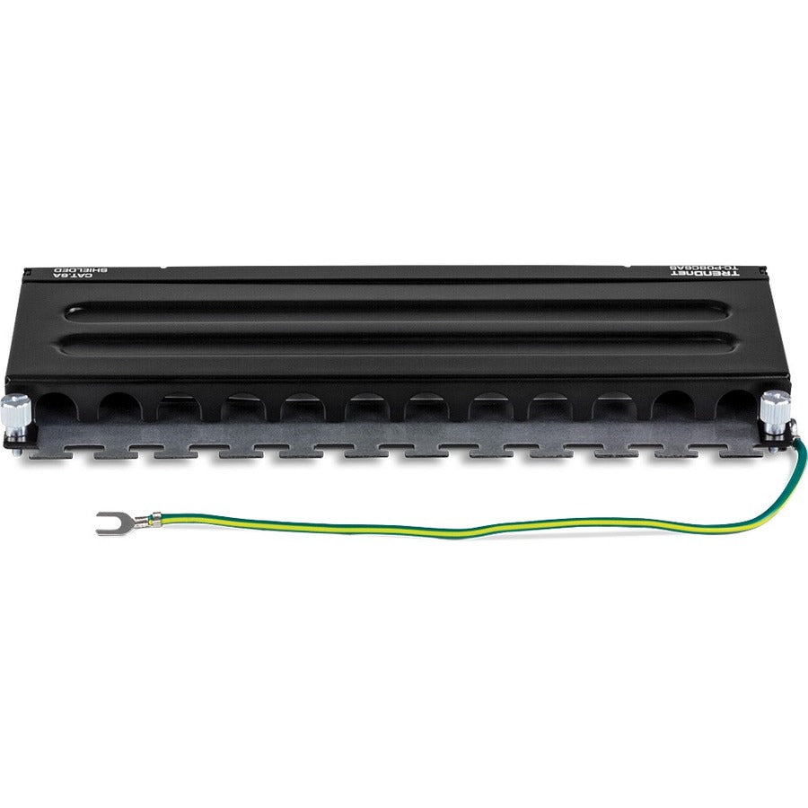 TRENDnet 8-Port Cat6A Shielded Patch Panel, Wall Mount Ready, 10G Ready, Cat5e,Cat6,Cat6A Compatible, Metal Housing, Color-Coded Labeling for T568A & T568B Wiring, Cable Management, Black, TC-P08C6AS