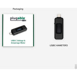 Plugable USB C Power Meter Tester for Monitoring USB-C Connections up to 240W - Digital Multimeter Tester for USB-C Cables, Laptops, Phones and Chargers — USBC-VAMETER3