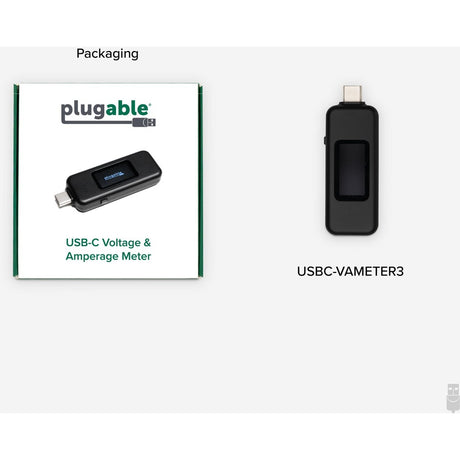 Plugable USB C Power Meter Tester for Monitoring USB-C Connections up to 240W - Digital Multimeter Tester for USB-C Cables, Laptops, Phones and Chargers — USBC-VAMETER3
