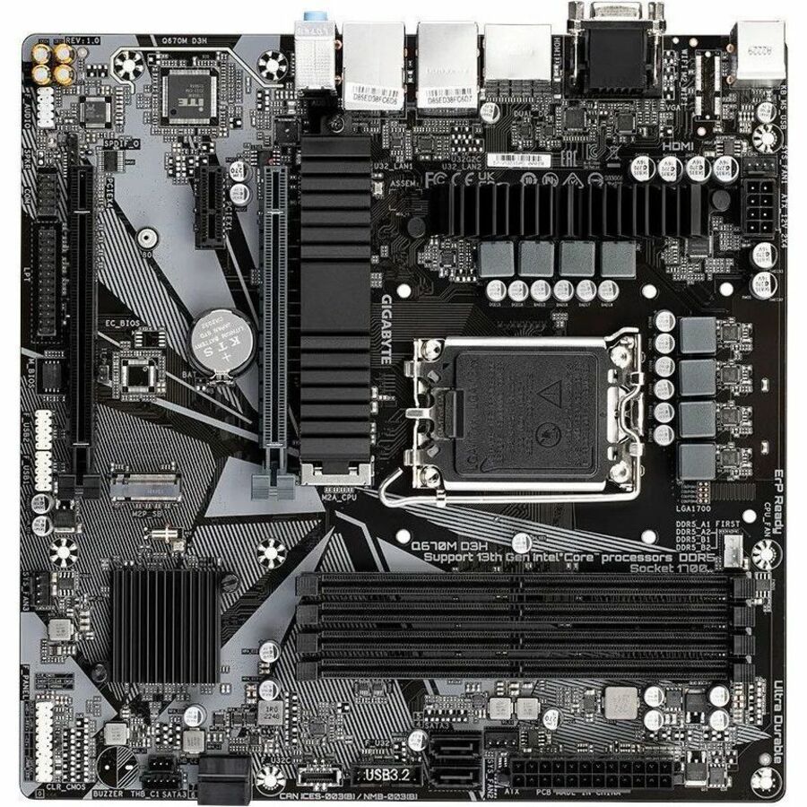 Gigabyte Ultra Durable Q670M D3H Gaming Desktop Motherboard - Intel Q670 Chipset - Socket LGA-1700 - Micro ATX — Q670MD3H