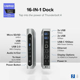 Plugable 16-in-1 Thunderbolt 4 Dock with 100W Charging, 4K Quad Monitor Setup for Thunderbolt 4 Windows Laptops — TBT4-UDZ