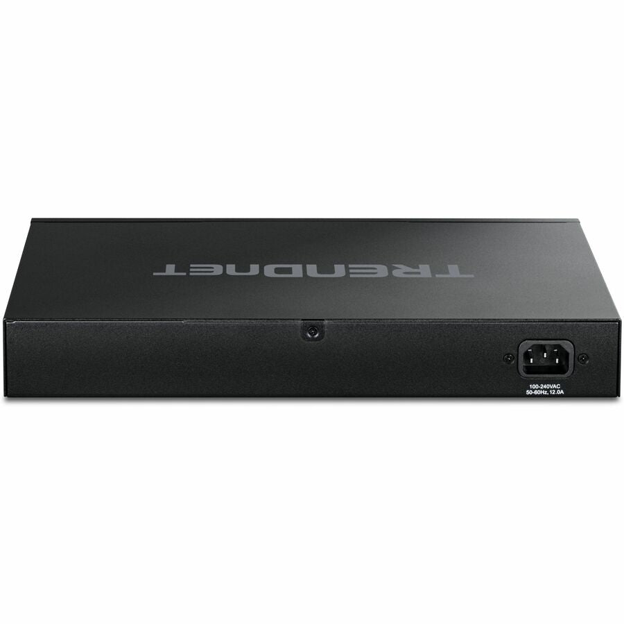TRENDnet 12-Port 10G PoE++ Web Smart Switch, TPE-7124SBF, 720W PoE Power Budget, 8 x 10G PoE++ Ports, 4 x 10G SFP+ Ports, NDAA TAA Compliant, 1U 19" Rack Mountable, Lifetime Protection