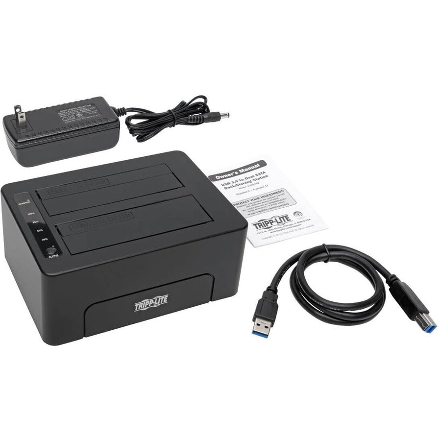 Eaton Tripp Lite Series USB 3.0 SuperSpeed to Dual SATA External Hard Drive Docking Station with Cloning for 2.5 in./3.5 in. HDD — U339-002