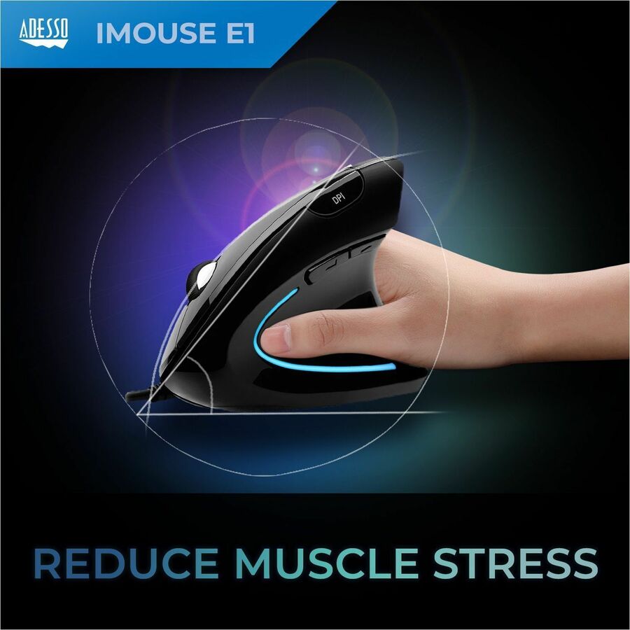 Adesso iMouse E1 Vertical Ergonomic Illuminated Mouse — iMouse E1