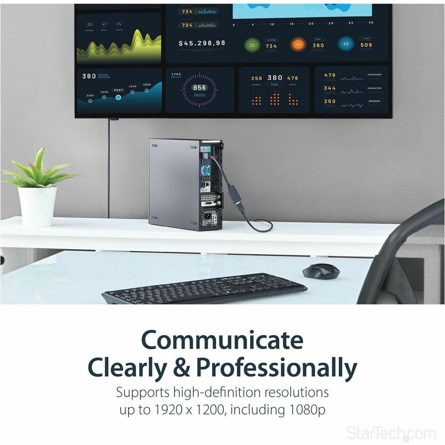 StarTech.com DisplayPort to HDMI Adapter, 1080p DP to HDMI Adapter/Video Converter, VESA Certified, DP to HDMI Monitor/Display, Passive — DP2HDMI