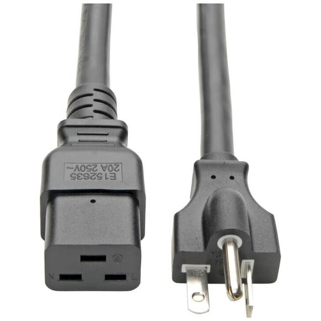 Eaton Tripp Lite Series Power Cord, C19 to NEMA 5-20P - Heavy-Duty, 20A, 125V, 12 AWG, 10 ft. (3.05 m), Black — P049-010